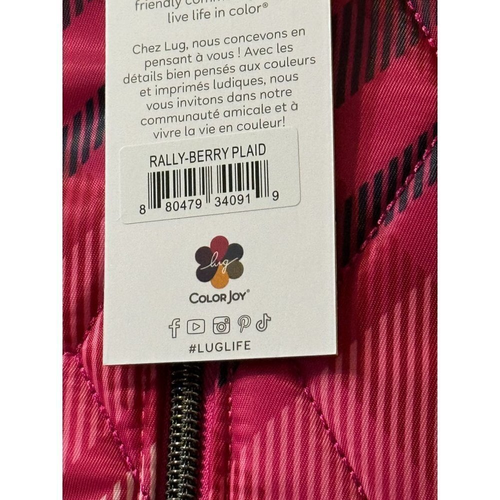LUG Rally Tote Bag NWT - Berry Plaid - Picture 3 of 7